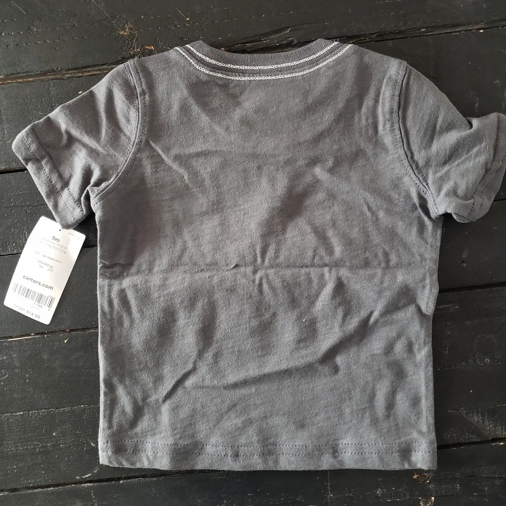 Carter's NWT Baby Boy 9 Months Charcoal Grey Short Sleeve Shirt Glow in Dark Tee